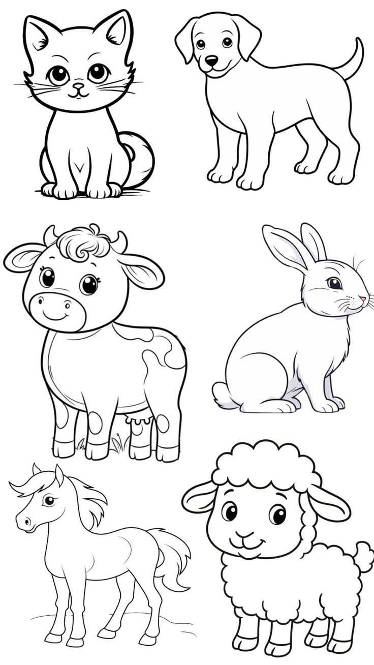 Раскраска для детей домашний скот