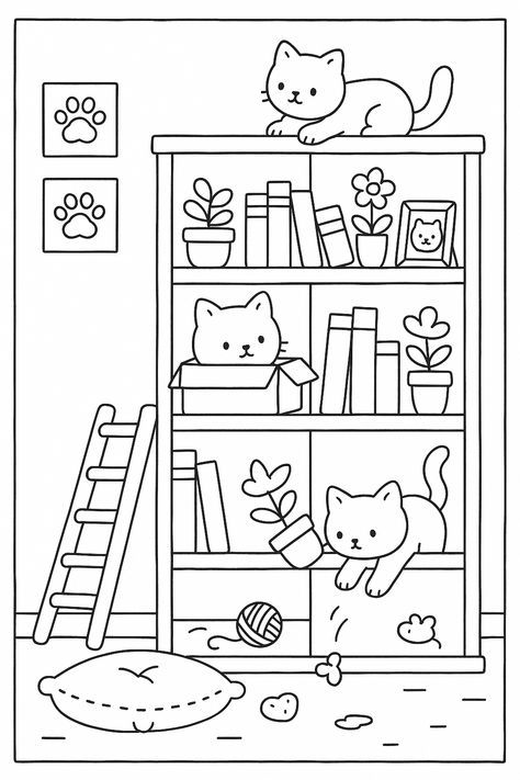 Раскраска для детей кошечки
