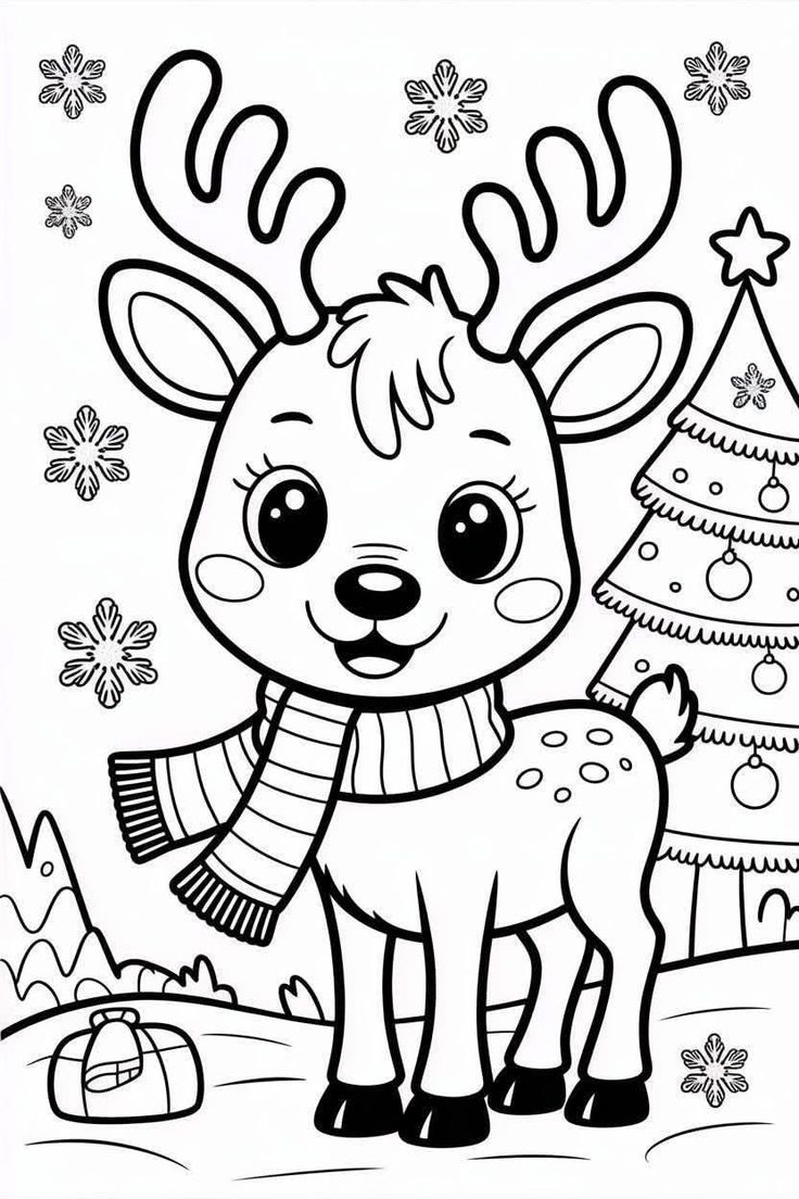 Раскраска для детей оленёнок