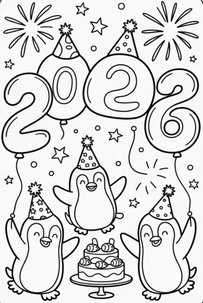 Раскраска для детей пингвны 2026