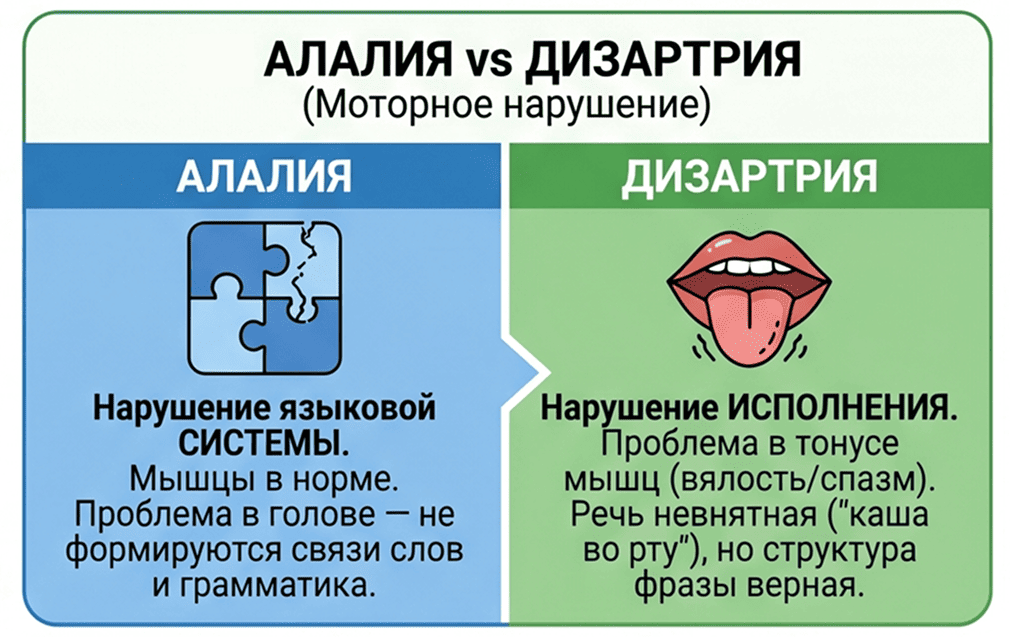 Алалия vs дизартрия