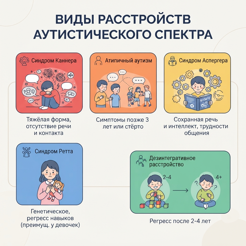 Виды расстройств аутистического спектра