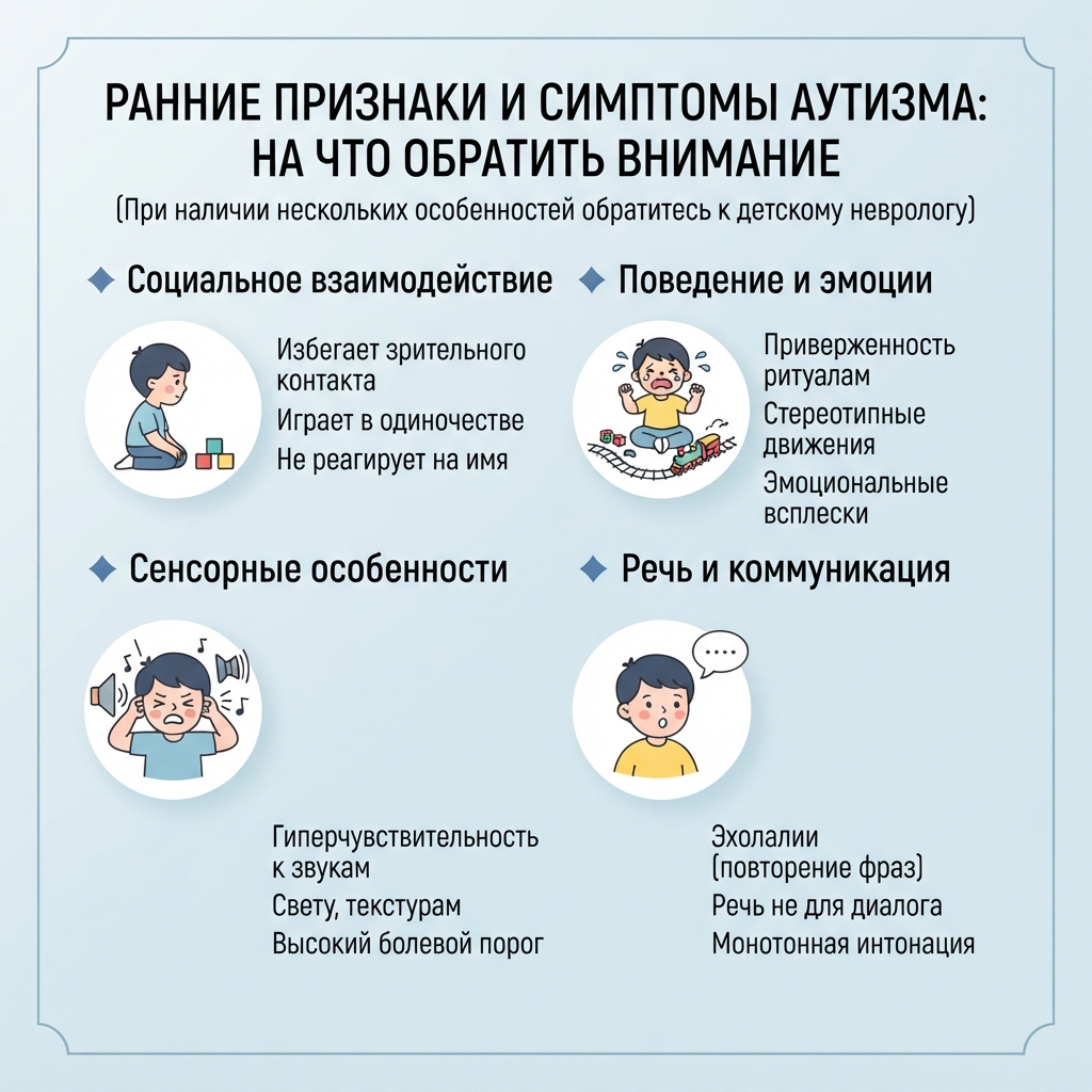 Ранние признаки и симптомы атипичного аутизма